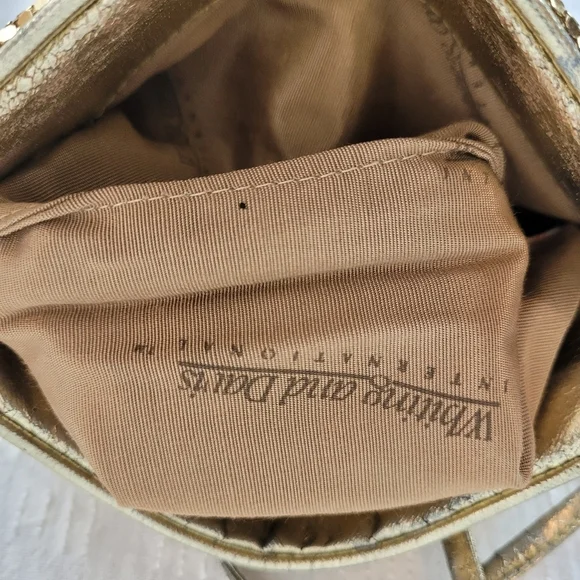 Whiting and Davis vintage shimmer gold small purse clutch with strap fancy party - Picture 7 of 13